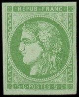** FRANCE - Poste - 42B, Signé Brun Et Scheller: 5c. Vert-jaune - 1870 Uitgave Van Bordeaux