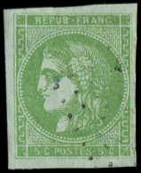 O FRANCE - Poste - 42B, Report 2, Signé Scheller: 5c. Vert-jaune - 1870 Bordeaux Printing