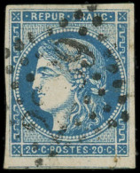 O FRANCE - Poste - 45Aa, Type II Report 1, Obl GC: 20c. Bleu Foncé - 1870 Uitgave Van Bordeaux