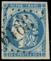 O FRANCE - Poste - 45B, Type II Report 2, Obl GC 3919, Tb: 20c. Bleu - 1870 Uitgave Van Bordeaux