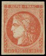 * FRANCE - Poste - 48d, Très Bel Exemplaire, Signé Calves Et Roumet (annoté "rouge Sang Clair" Par Mr. Calves): 40c. Bor - 1870 Bordeaux Printing