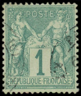 O FRANCE - Poste - 61, Type I, Bon Centrage: 1c. Vert - 1876-1878 Sage (Type I)