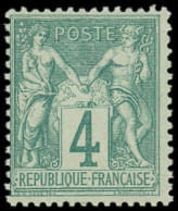 ** FRANCE - Poste - 63, Type I, Signé Calves Et Scheller: 4c. Vert - 1876-1878 Sage (Type I)
