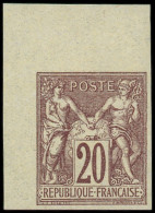 ** FRANCE - Poste - 67a, Non Dentelé, Cdf, Signé Brun, TB: 20c. Brun-lilas - 1876-1878 Sage (Typ I)