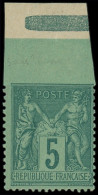 ** FRANCE - Poste - 75, Non Dentelé Accidentel En Haut, Grand Bdf: 5c. Vert - 1876-1898 Sage (Type II)