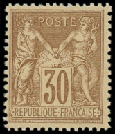 ** FRANCE - Poste - 80, Type II, Signé Scheller: 30c. Brun-jaune - 1876-1898 Sage (Type II)