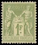 ** FRANCE - Poste - 82, Type II, Signé Calves Et Scheller, Très Bon Centrage: 1f. Olive Clair - 1876-1898 Sage (Type II)