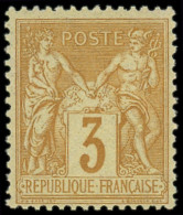 ** FRANCE - Poste - 86, Type II, Signé Scheller: 3c. Bistre-jaune - 1876-1898 Sage (Tipo II)