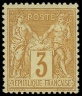 ** FRANCE - Poste - 86, Type II, Signé Scheller: 3c. Bistre-jaune - 1876-1898 Sage (Type II)