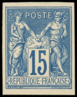 ** FRANCE - Poste - 90c, émission Des Régents, Non Dentelé, Sans Teinte De Fond: 15c. Bleu - 1876-1898 Sage (Type II)