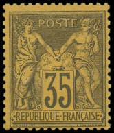 ** FRANCE - Poste - 93, Type II, Signé Scheller: 35c. Violet-noir Sur Jaune - 1876-1898 Sage (Type II)