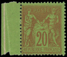 ** FRANCE - Poste - 96, Type II, Bdf: 20c. Brique S. Vert - 1876-1898 Sage (Type II)