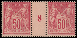 * FRANCE - Poste - 98, Paire Millésime "8": 50c. Rose - 1876-1898 Sage (Type II)