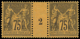 * FRANCE - Poste - 99, Paire Millésime "2", Signée Calves (* Forte): 75c. Violet Sur Orange - 1876-1898 Sage (Type II)