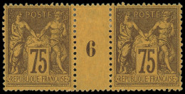 * FRANCE - Poste - 99, Paire Millésime "6", Signée Calves: 75c. Violet Sur Orange - 1876-1898 Sage (Type II)