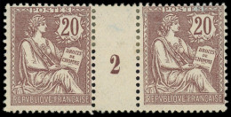 * FRANCE - Poste - 126, Paire Millésime "2": 20c. Brun-lilas - Unused Stamps