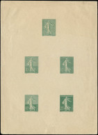 EPA FRANCE - Poste - 129, 4 Timbres Dont 3 Non émis + 140 (non émis Chiffres Maigres), épreuve Collective En Vert De 190 - Unused Stamps