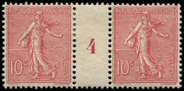 * FRANCE - Poste - 129a, Type II, Paire Millésime "4": 10c. Semeuse Lignée - Ungebraucht