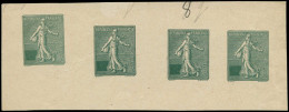 EPA FRANCE - Poste - 130, Bande De 4 Essais Du Poinçon (valeur Faciale Obstruée), Numérotée En Marge "8", Couleur Défini - Unused Stamps