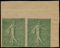 ** FRANCE - Poste - 130j, Type IV, Paire Non Dentelée, Cdf, Signé Brun: 15c. Semeuse Lignée (Spink) - Unused Stamps