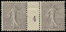 * FRANCE - Poste - 133, Paire Millésime "4": 30c. Semeuse Lignée - Unused Stamps