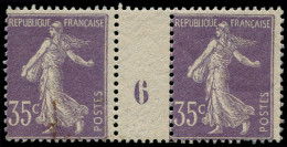 * FRANCE - Poste - 136, Paire Millésime "6": 35c. Semeuse Violet Type II - Unused Stamps