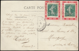 LET FRANCE - Poste - 137 (x2), Sur 2 Porte-timbres Rouge "Millénaire De Cluny", Cp 6/6/10 - 1877-1920: Période Semi Moderne