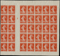 ** FRANCE - Poste - 138, Type IA, Non Dentelé, Bloc De 35, Interpanneau, Millésime "1": 10c. Semeuse Rouge - Ungebraucht