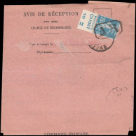 LET FRANCE - Poste - 140 Avec Publicité "Olibet" Sur Avis De Réception 26/11/24: 25c. Semeuse Bleu - 1877-1920: Semi Modern Period