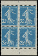 ** FRANCE - Poste - 140d, Type IB, Bloc De 4 Issu De Carnet, Bord Blanc: 25c. Semeuse Bleu - Unused Stamps