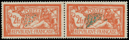 * FRANCE - Poste - 145, Paire Un Exemplaire, Centre Quasi Absent (pli Vertical): 2f. Merson - Unused Stamps