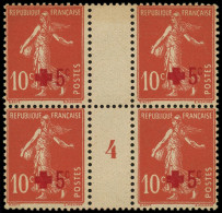 ** FRANCE - Poste - 146, Bloc De 4 Millésime "4": + 5c. Sur 10c. Croix Rouge - Unused Stamps