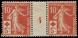 ** FRANCE - Poste - 147, Paire Millésime "4": 10 + 5c. Croix-Rouge - Nuovi