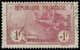 O FRANCE - Poste - 154, Bon Centrage: 1f. + 1f. Orphelins - Gebruikt