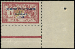 ** FRANCE - Poste - 182, Tb, Coin De Feuille: 1f. Congrès De Bordeaux - Unused Stamps