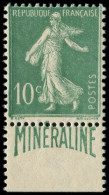 ** FRANCE - Poste - 188A, Avec Bandelette "Minéraline" En Bas: 10c. Semeuse Vert - Ongebruikt