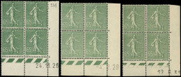 ** FRANCE - Poste - 234, 3 Blocs De 4, Cd 1926/29/31: 65c. Semeuse Lignée - Autres & Non Classés