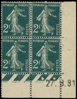 * FRANCE - Poste - 239, Bloc De 4 Cd 27/3/31: 2f. Semeuse Vert - Sonstige & Ohne Zuordnung