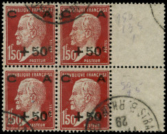 O FRANCE - Poste - 255, Bloc De 4 Bdf: 1.50f. + 50c. Pasteur Brun "CA" - Used Stamps