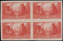 ** FRANCE - Poste - 261b, Type I, Bloc De 4, Couleur Non émise En Rouge, Non Dentelé, Luxe, Signé Scheller: 10f. La Roch - Neufs