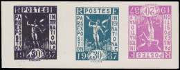 ESS FRANCE - Poste - 322/24, Très Curieuse Bande De 3 Essais (un Timbre Impression Superposée 30c Noir + 40c. Bleu Et Pa - Nuevos