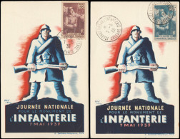 CM FRANCE - Poste - 386/7, 2 Cartes Maximum Obl. 7/5/39: Reproduction D'affiche (Maximaphile) - 1921-1960: Moderne