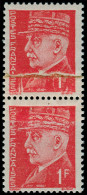 * FRANCE - Poste - 514b, Paire Verticale, Impression Sur Raccord: 1f. Pétain Rouge - Ungebraucht