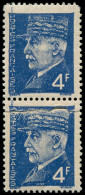 ** FRANCE - Poste - 521A, Paire Verticale, Impression Sur Raccord (normal * Et Une Dent Arrondie): 4f. Pétain - Ungebraucht