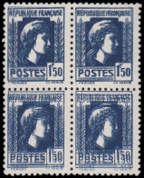 ** FRANCE - Poste - 639, Bloc De 4 Double Impression: 1.50f. Bleu (Spink) - Ungebraucht