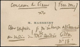 LET FRANCE - Autographes - Jules Massenet (compositeur 1842/1912), Carte De Visite "Concours De France" Recommandation P - Autres