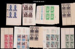 LOT COLONIES FRANCAISES - Poste - Stock De Coin Datés Majorité En Bloc De 4 Et Neufs **, Période 1930/1960 - Andere & Zonder Classificatie