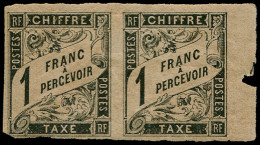 * COLONIES GENERALES - Taxe - 12, Paire (1 Exemplaire Défectueux), Partie De Millésime "1" à Droite (non Répertorié): 1f - Autres & Non Classés