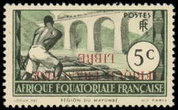 ** AFRIQUE EQUATORIALE - Poste - 95a, Surcharge Renversée, Signé Calves, Gomme Coloniale: 5c. Noir Et Vert - Ongebruikt