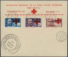 LET AFRIQUE EQUATORIALE - Poste - 165/66 + PA 29, Sur Enveloppe Philatélique Du 1/08/43 - Lettres & Documents